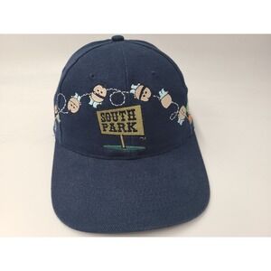 Vintage 1998 South Park Kyle Ike Kick The Baby Snapback *SHORTENED* Hat Cap Blue